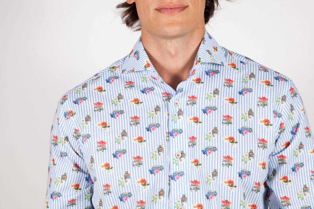 Poggianti Camicia Fantasia Collo francese 329-02 Fino Al -60%