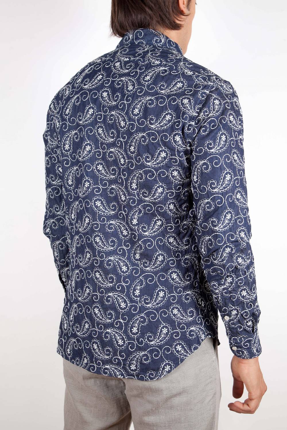 Poggianti Camicia Denim con Ricami 421-01 Sottocosto
