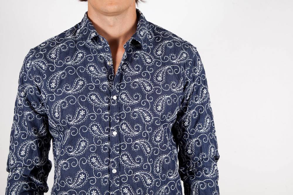 Poggianti Camicia Denim con Ricami 421-01 Sottocosto