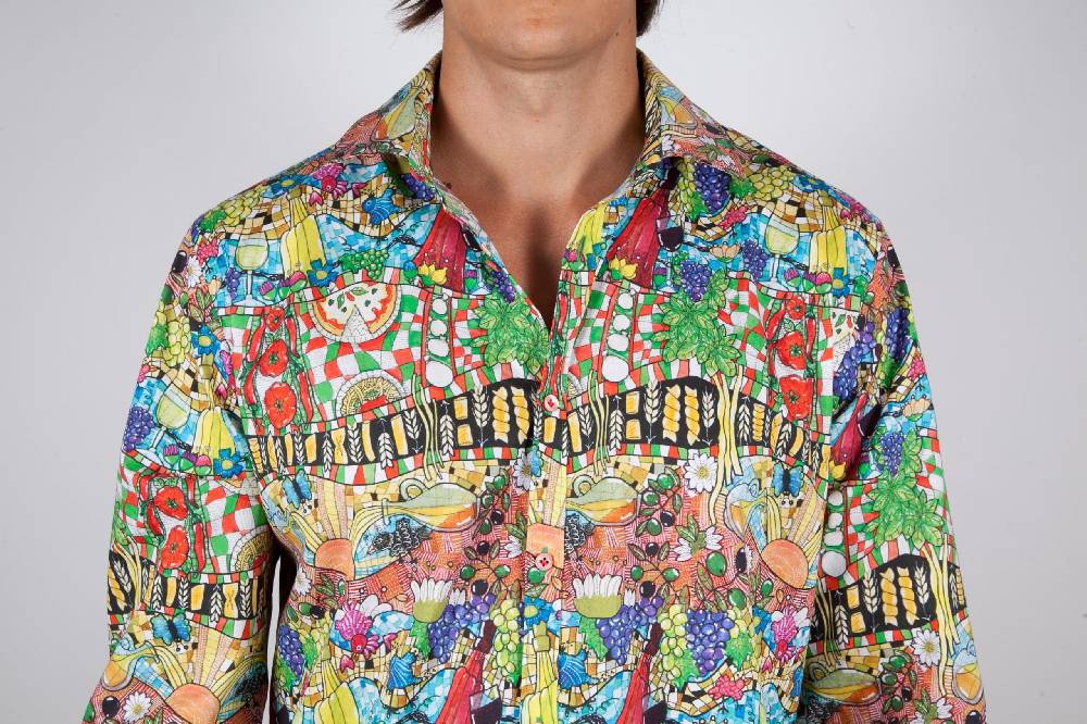 Poggianti Camicia Fantasia Collo Italiano 442-01 Convenienza