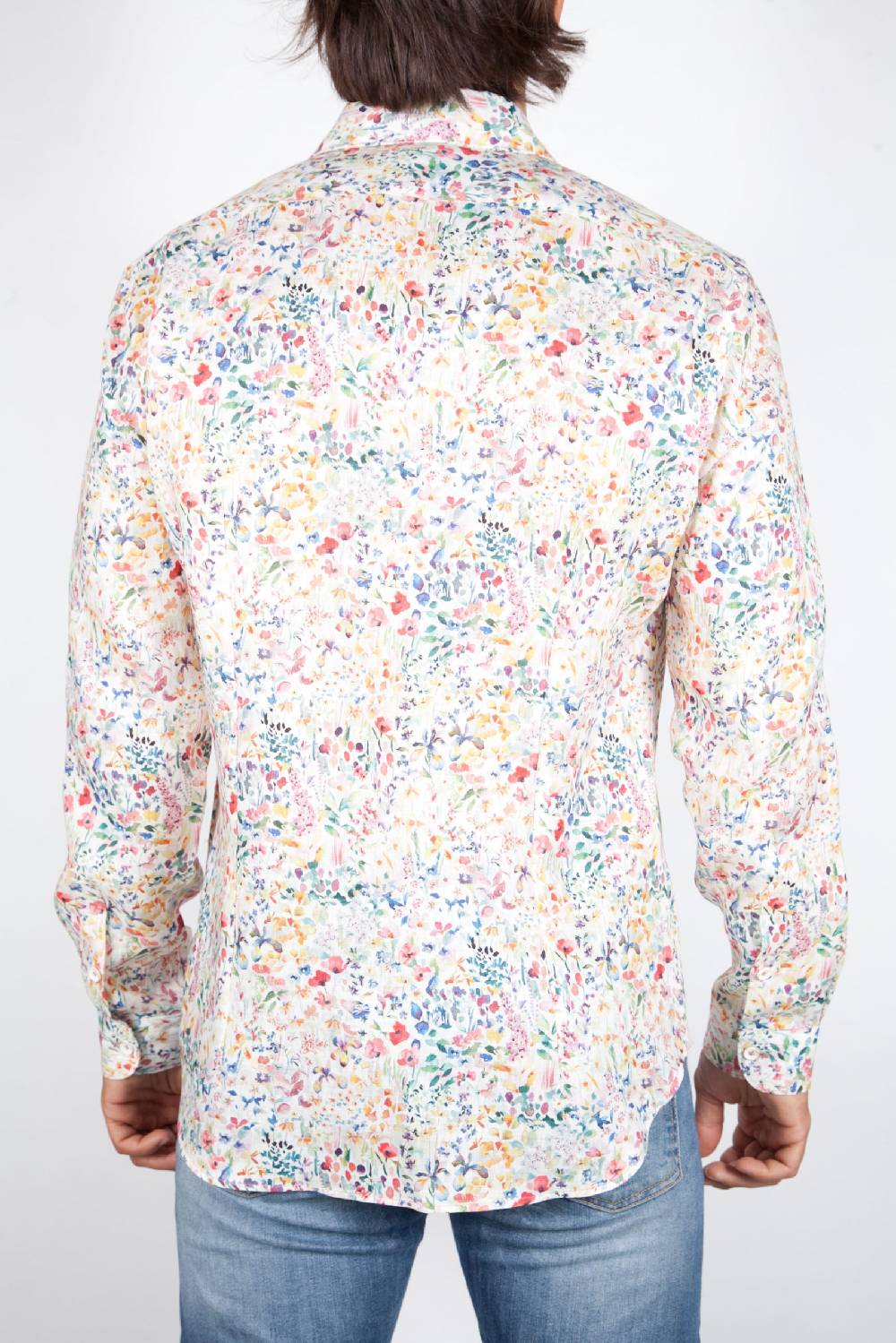 Poggianti Camicia Fantasia Lino Collo Francese 398-02 Novità