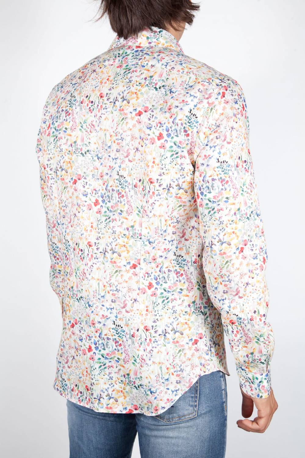 Poggianti Camicia Fantasia Lino Collo Francese 398-02 Novità