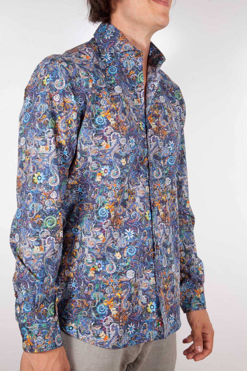 Poggianti Camicia Fantasia Collo Morbido Multicolor In Vendita