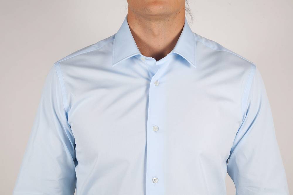 Poggianti Camicia Celeste Popeline Collo Italiano C01-3 Hotsell