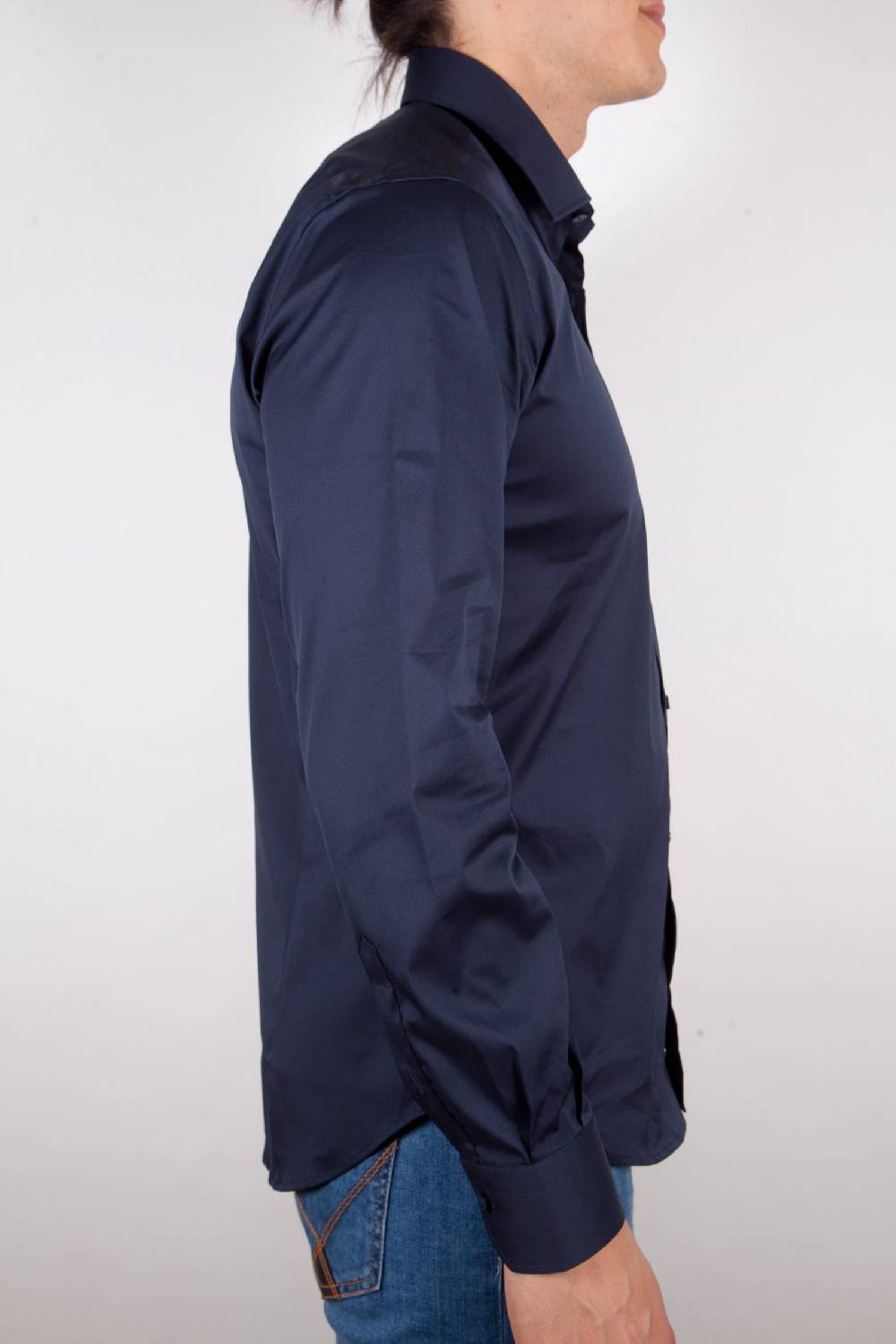 Poggianti Camicia Blu Popeline Collo Italiano C01-5 In Vendita