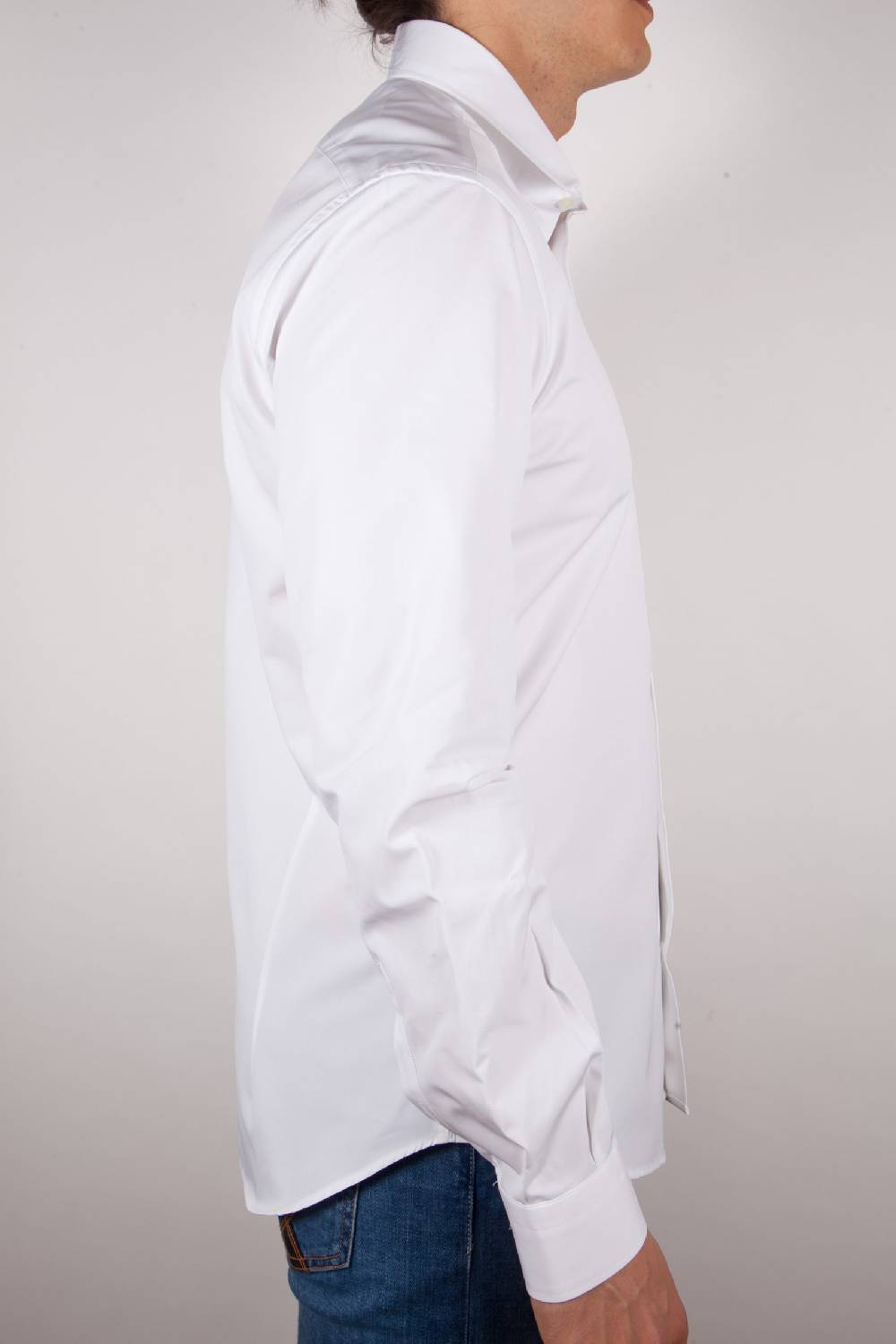 Poggianti Camicia Bianca Popeline Collo Italiano C01-1 Saldi Di Fabbrica