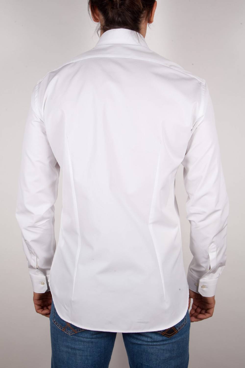 Poggianti Camicia Bianca Popeline Collo Italiano C01-1 Saldi Di Fabbrica