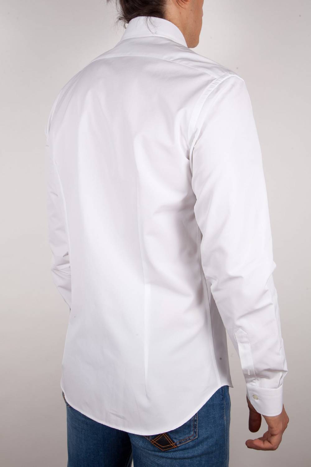 Poggianti Camicia Bianca Popeline Collo Italiano C01-1 Saldi Di Fabbrica