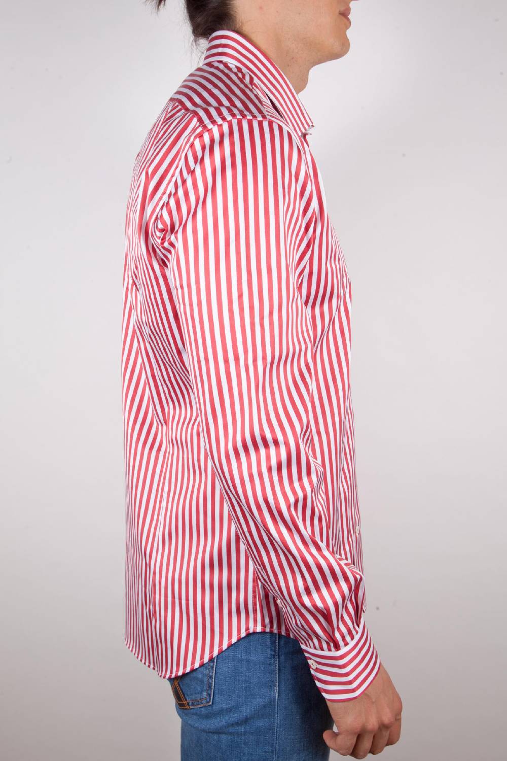 Poggianti Camicia Righe Rossa-Bianca In Saldo