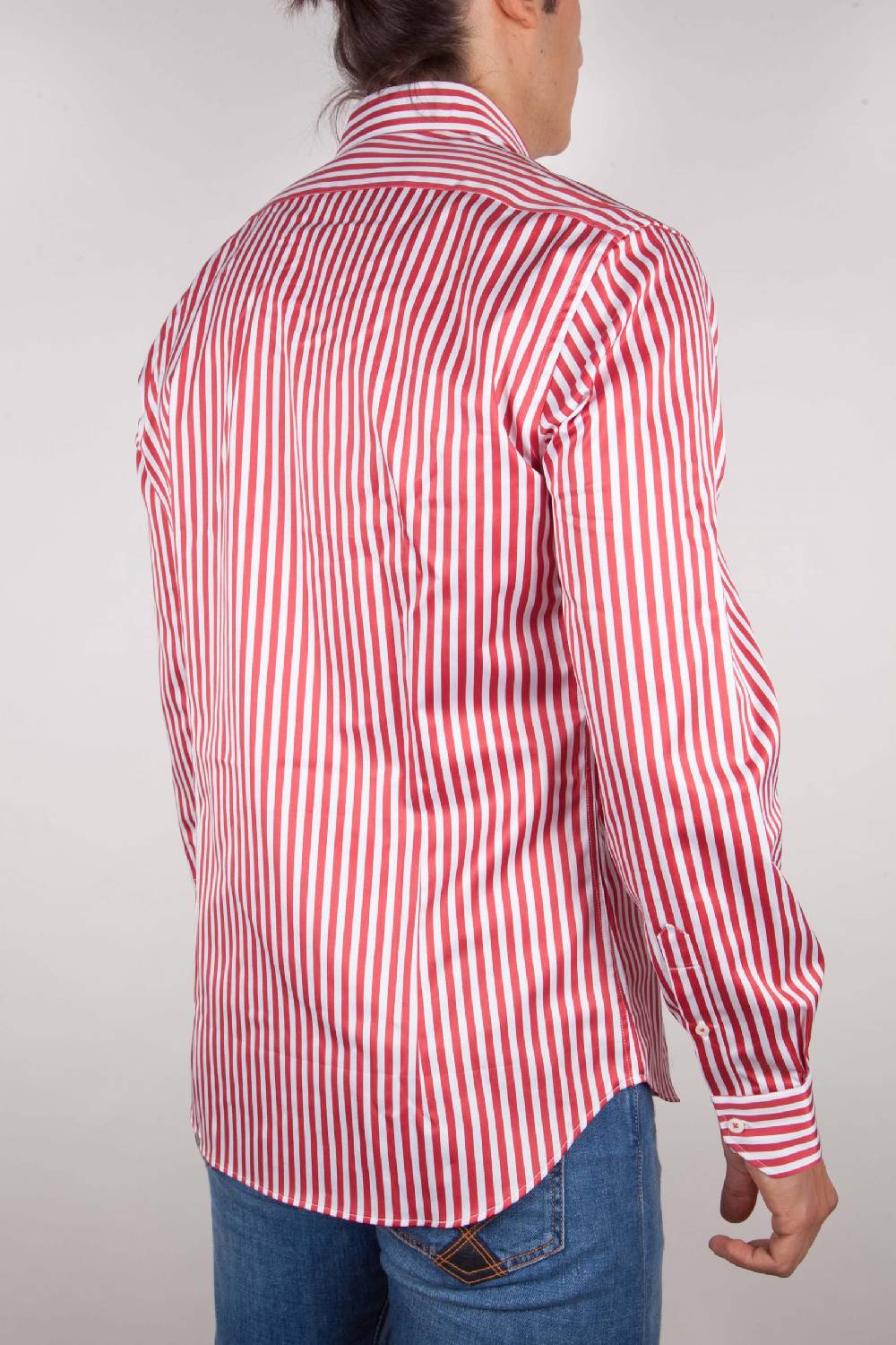 Poggianti Camicia Righe Rossa-Bianca In Saldo