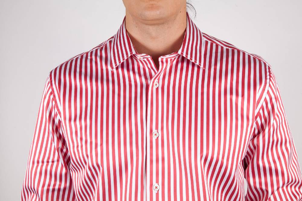 Poggianti Camicia Righe Rossa-Bianca In Saldo