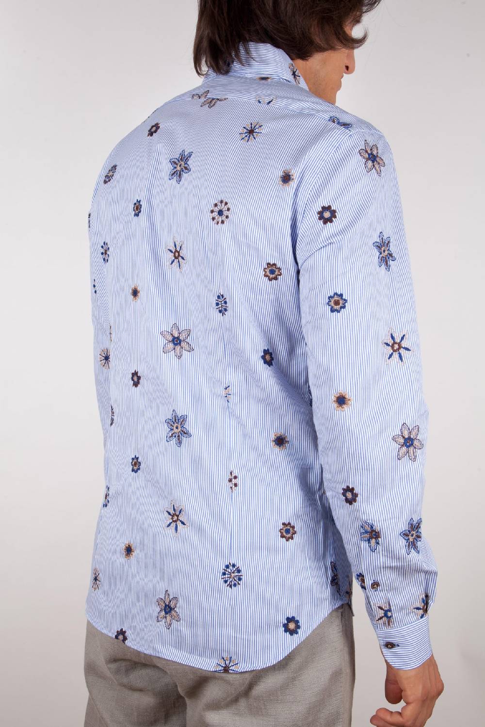 Poggianti Camicia Fantasia Collo Morbido Ricamo Italia