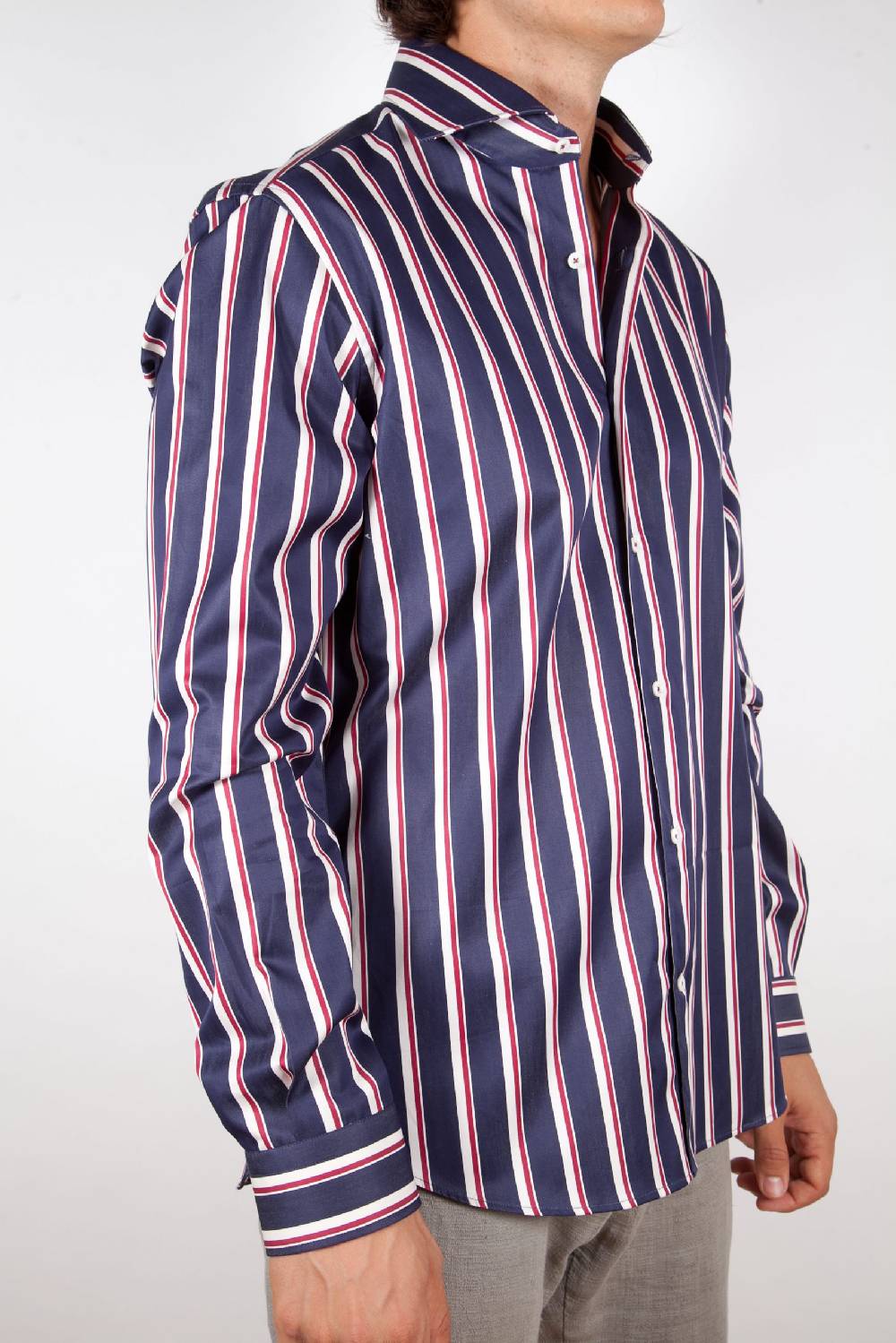 Poggianti Camicia Righe Blu-Bianca 2025