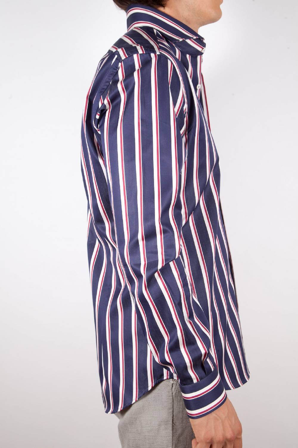 Poggianti Camicia Righe Blu-Bianca 2025