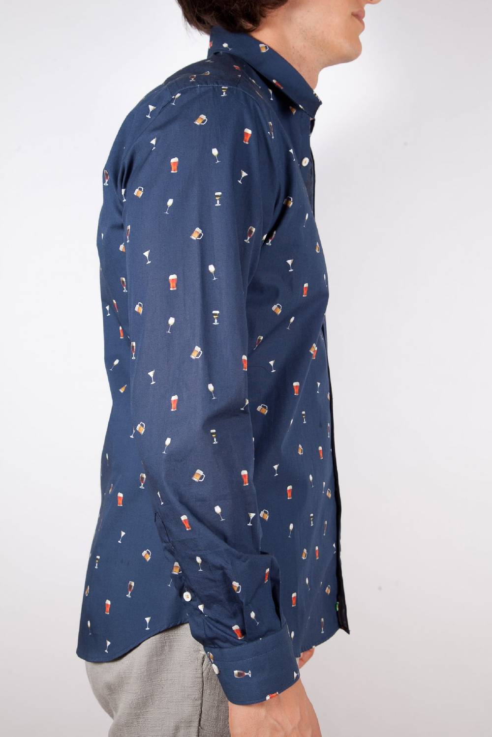 Poggianti Camicia Fantasia Collo Morbido blu Promozione