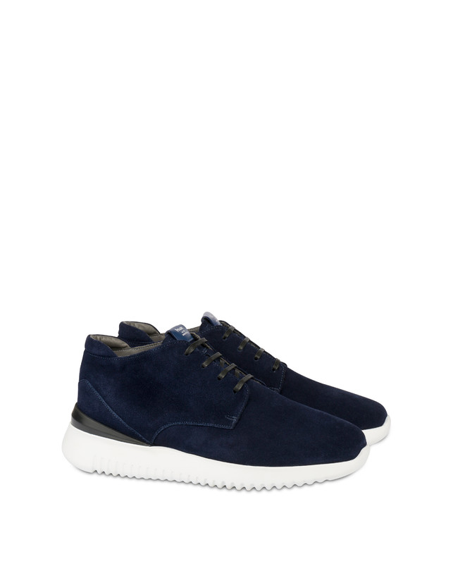Pollini Desert Boot In Crosta Norfolk Blu Qualità