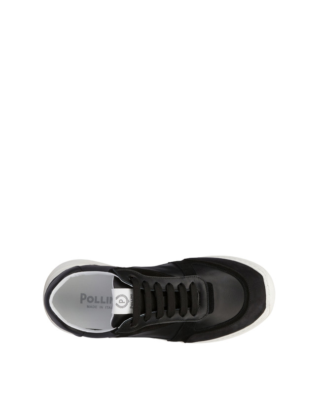 Pollini Sneakers In Vitello, Nabuk E Crosta Roomy Nero/nero/nero/nero/nero Promozione