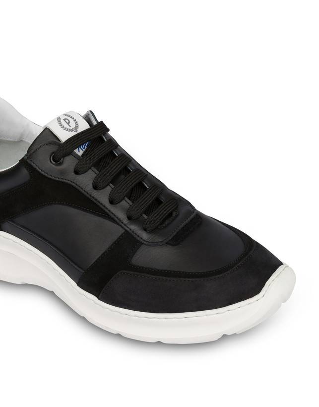 Pollini Sneakers In Vitello, Nabuk E Crosta Roomy Nero/nero/nero/nero/nero Promozione