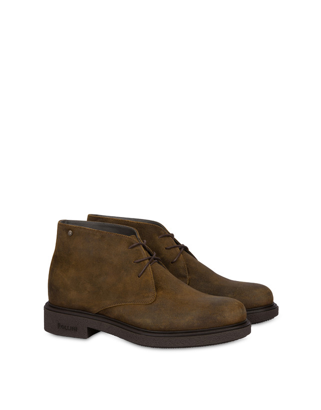 Pollini Desert Boot In Crosta Cerata Gentlemen's Club Fango Novità