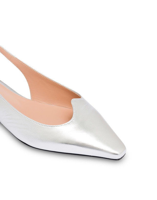 Pollini Ballerina In Nappa Laminata Wave Argento In Saldo
