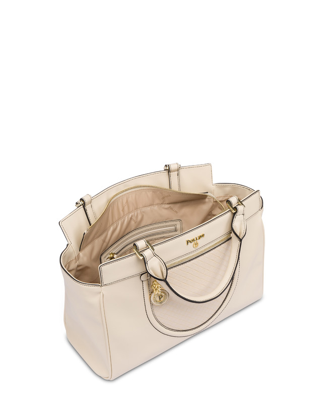 Pollini Borsa Doppio Manico Half Moon Avorio/avorio Qualità Garantita
