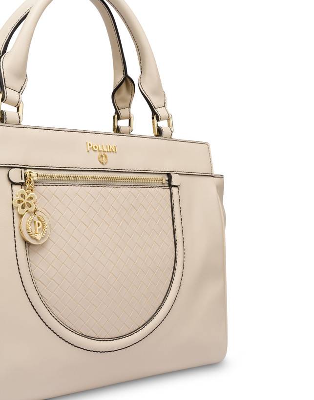 Pollini Borsa Doppio Manico Half Moon Avorio/avorio Qualità Garantita