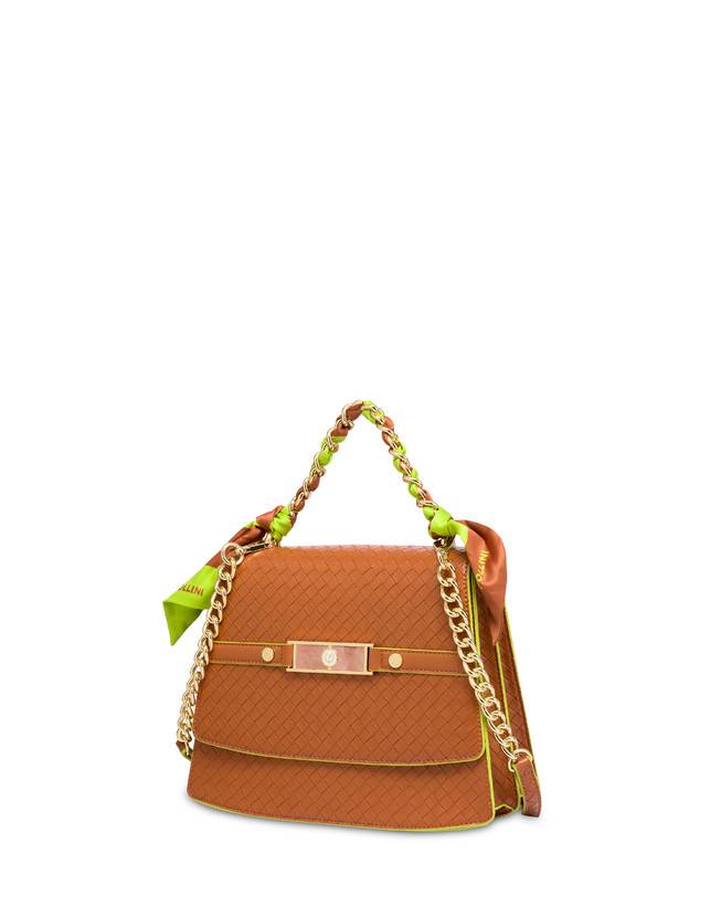 Pollini Borsa A Mano Con Foulard Color Explosion Cuoio/cuoio Prezzo Ridotto