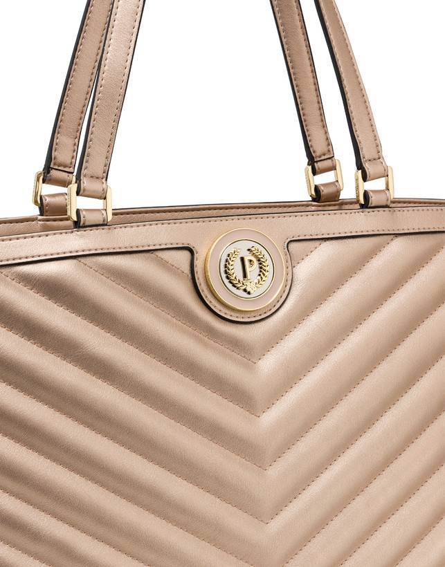 Pollini Tote Bag Matelassé Sunbeam Rose Gold Convenienza