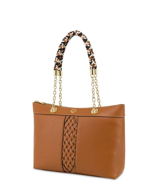 Pollini Shopper Con Intreccio Agadir Cuoio Offerta