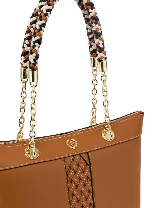 Pollini Shopper Con Intreccio Agadir Cuoio Offerta