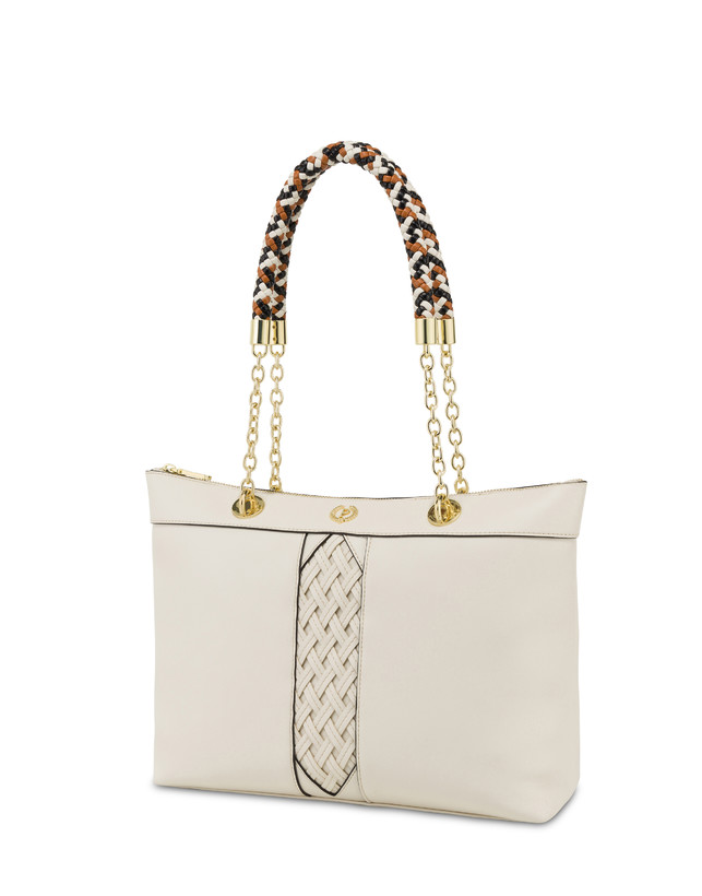 Pollini Shopper Con Intreccio Agadir Avorio Economico