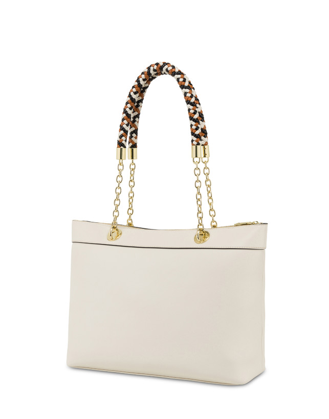 Pollini Shopper Con Intreccio Agadir Avorio Economico