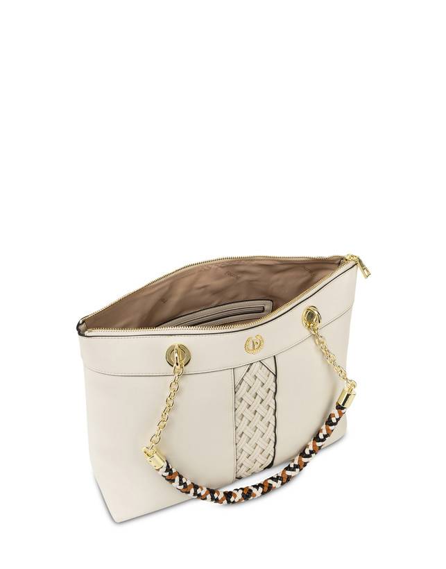 Pollini Shopper Con Intreccio Agadir Avorio Economico