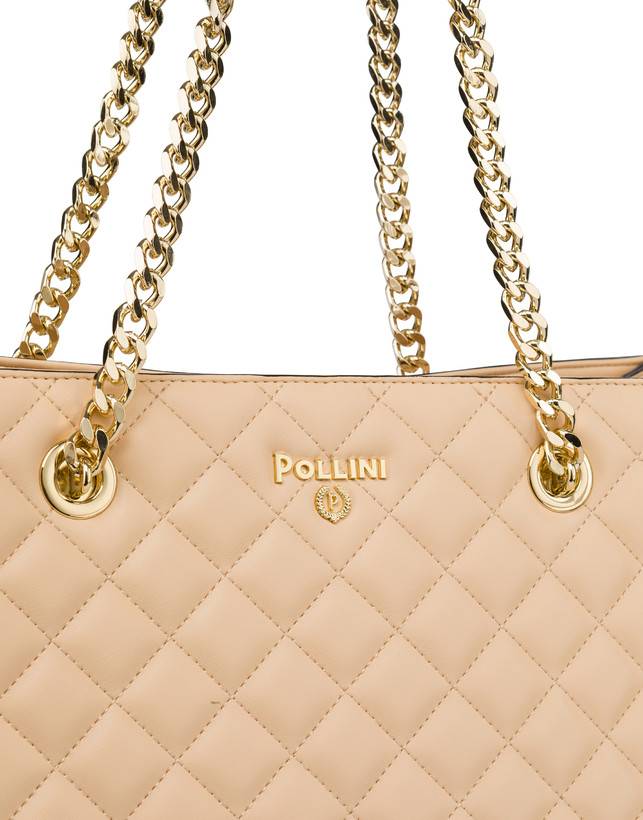 Pollini Tote Bag Trapuntata Interlock Beige/beige Online