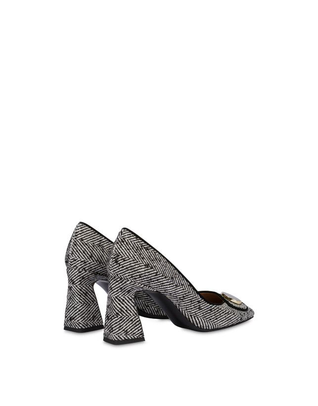 Pollini Décolleté In Tessuto Spigato Dama Bianco-nero/nero Vendita Calda