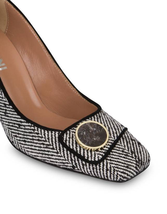 Pollini Décolleté In Tessuto Spigato Dama Bianco-nero/nero Vendita Calda