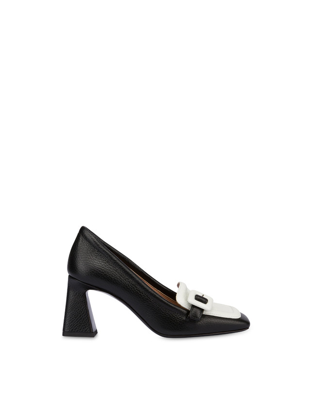 Pollini Décolleté In Vitello Bottalato Ursula Nero/ghiaccio