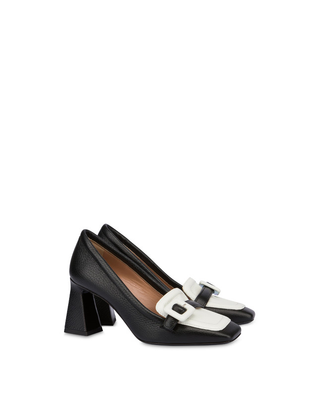 Pollini Décolleté In Vitello Bottalato Ursula Nero/ghiaccio Vendita Economica