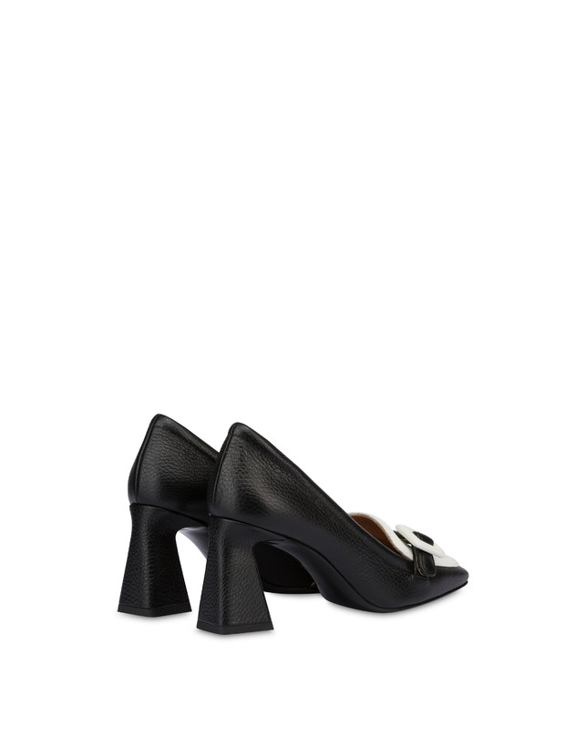 Pollini Décolleté In Vitello Bottalato Ursula Nero/ghiaccio Vendita Economica
