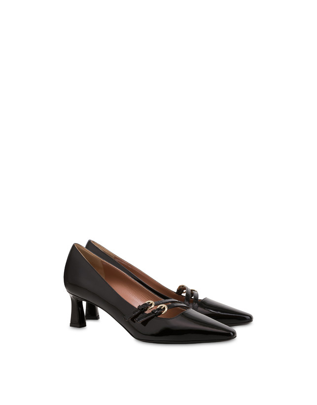 Pollini Décolleté In Vernice Bi-buckle Nero Moda