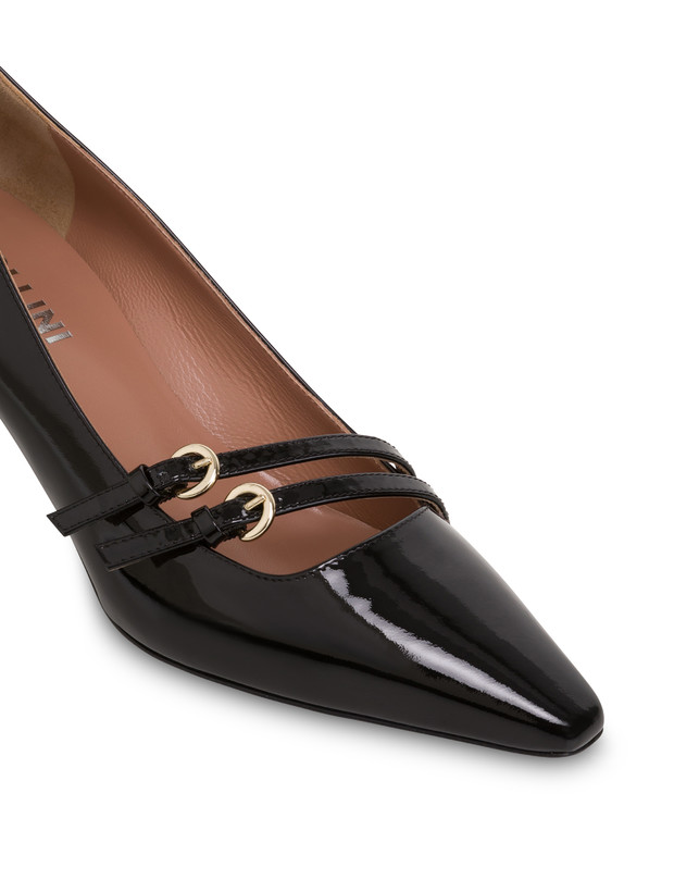 Pollini Décolleté In Vernice Bi-buckle Nero Moda