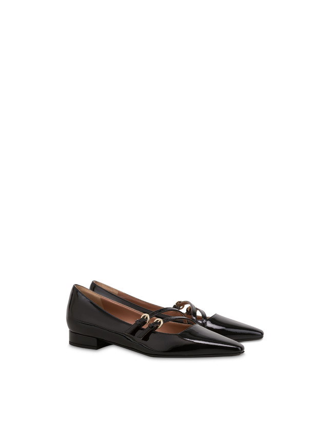 Pollini Ballerine In Vernice Bi-buckle Nero Qualità