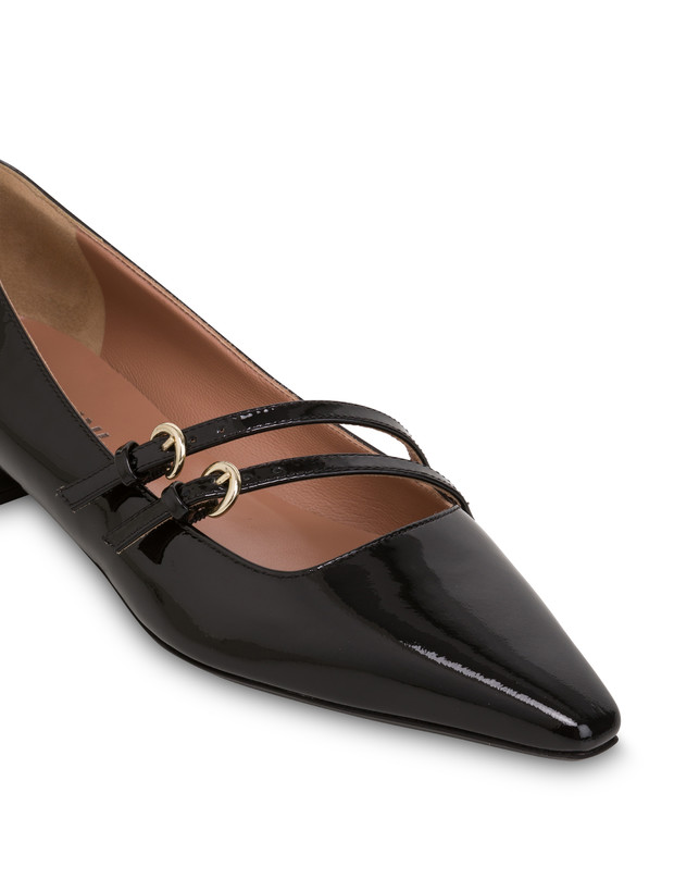 Pollini Ballerine In Vernice Bi-buckle Nero Qualità