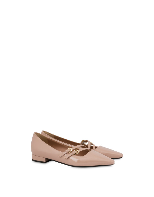 Pollini Ballerine In Vernice Bi-buckle Antico Vendita
