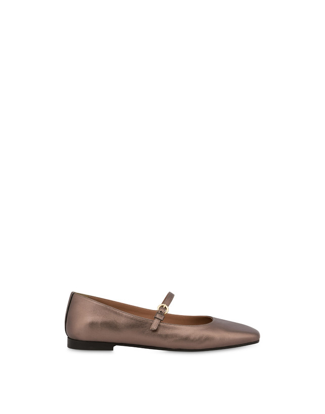 Pollini Ballerine In Nappa Laminata Nina Legno
