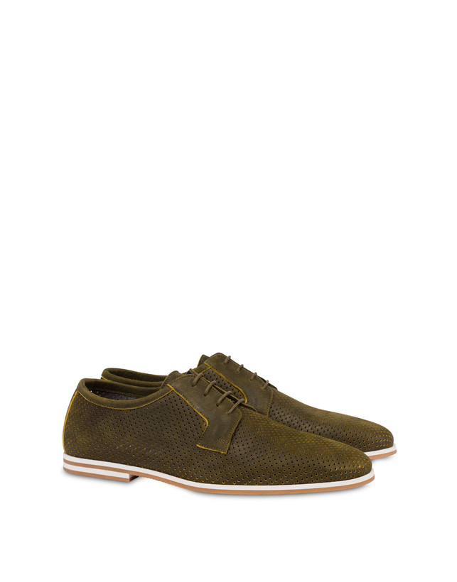 Pollini Derby In Scamosciato Traforato B-light Militare Promozione Limitata