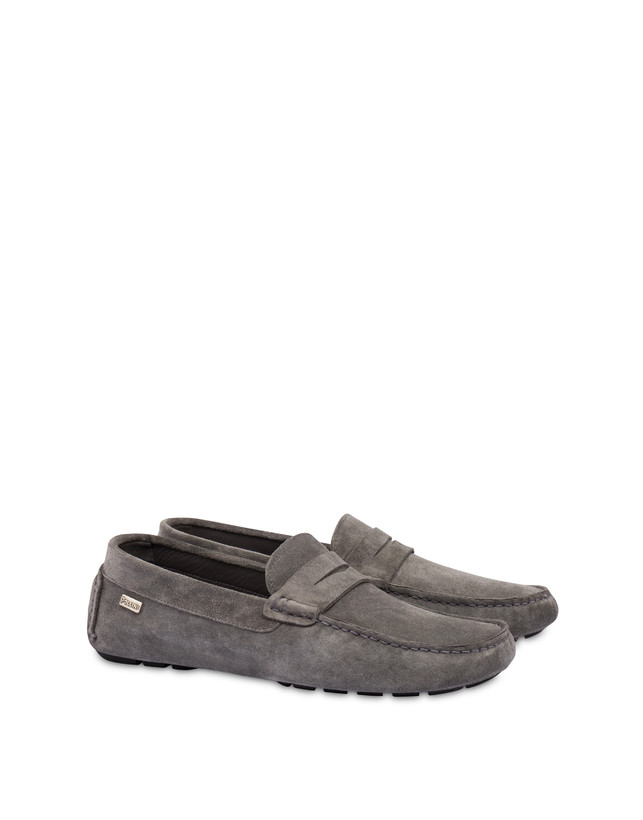 Pollini Mocassini Driver In Crosta Eazy Grafite Prezzo Ridotto