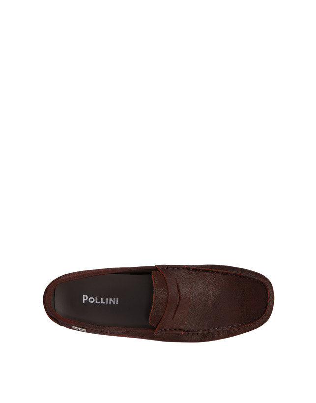 Pollini Mocassini In Capra Drivers Ruggine Presa