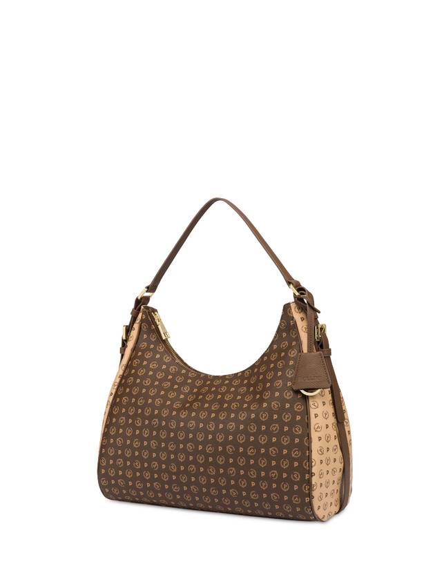 Pollini Hobo Bag Bicolor Heritage Pvc Marrone/crema/marrone In Saldo