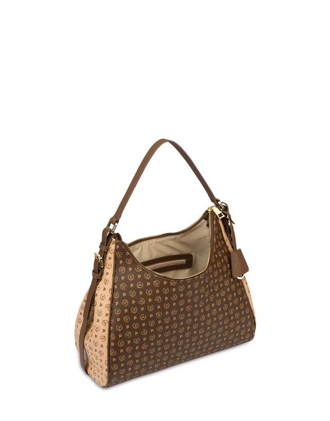 Pollini Hobo Bag Bicolor Heritage Pvc Marrone/crema/marrone In Saldo